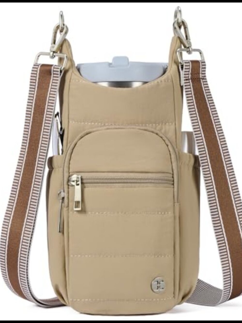 Water Bottle Holder Crossbody Bag with Adjustable Shoulder Strap and Pockets